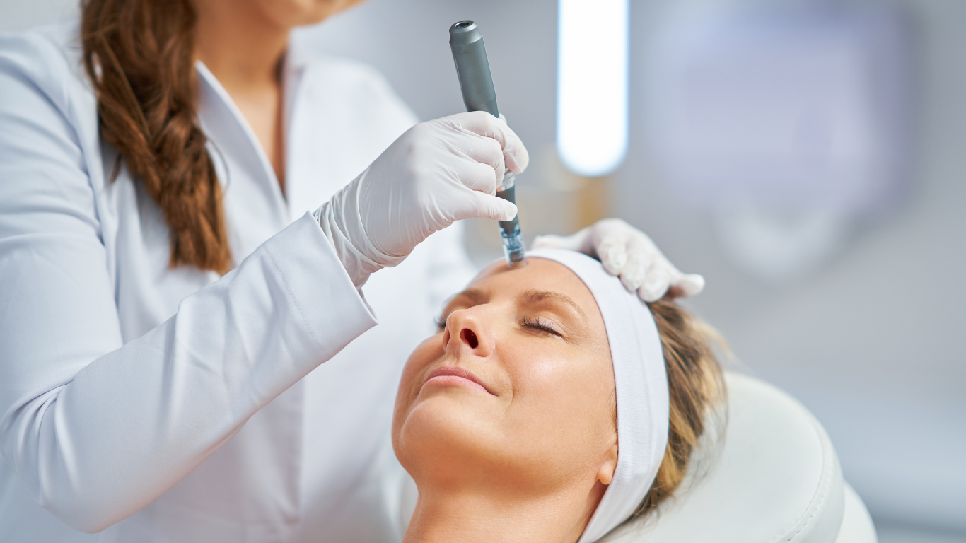 Woman getting microneedling